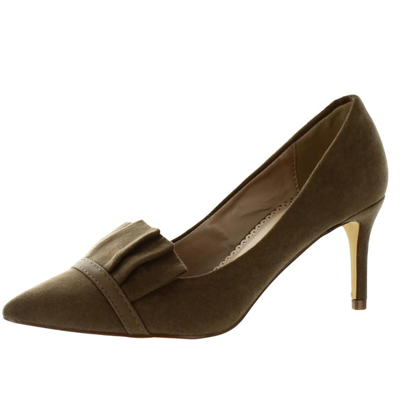 Journee Collection Shoes - Journee Ruffle Faux Suede Pointed Toe Pumps‎ in Size 8